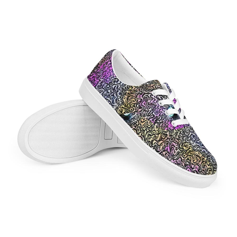 Neon Marbled Muse on Men's Lace-Up Canvas Shoes — Right Front