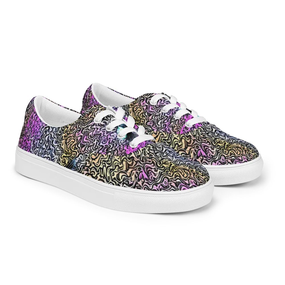 Neon Marbled Muse on Men's Lace-Up Canvas Shoes — Right Front