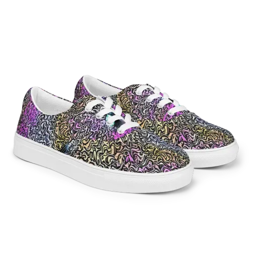 Neon Marbled Muse on a Men's Lace-Up Canvas Shoes