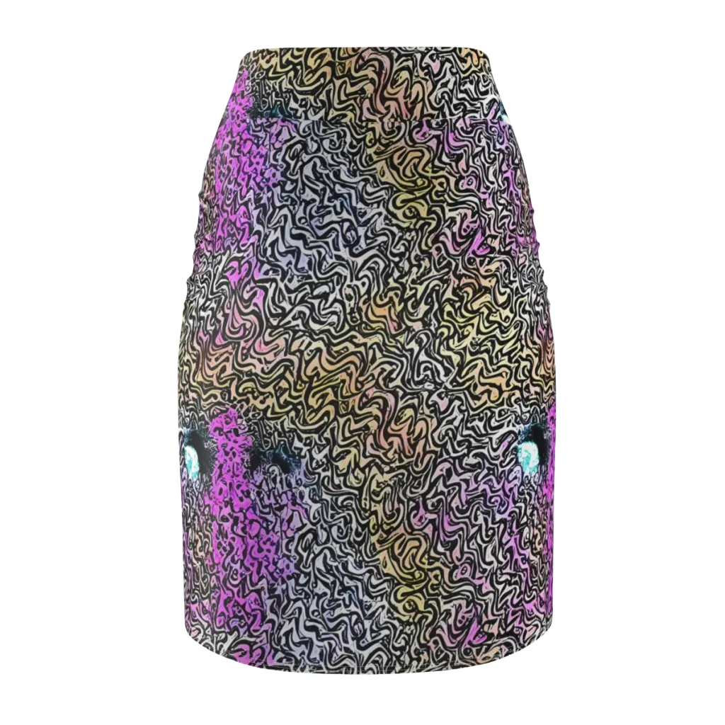Neon Marbled Muse on Pencil Skirt — Back