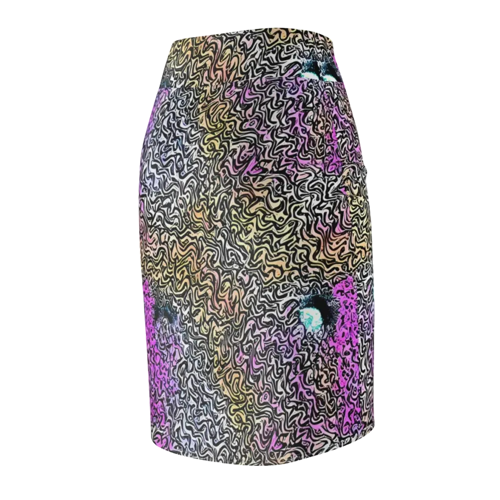 Neon Marbled Muse on Pencil Skirt — Back Side