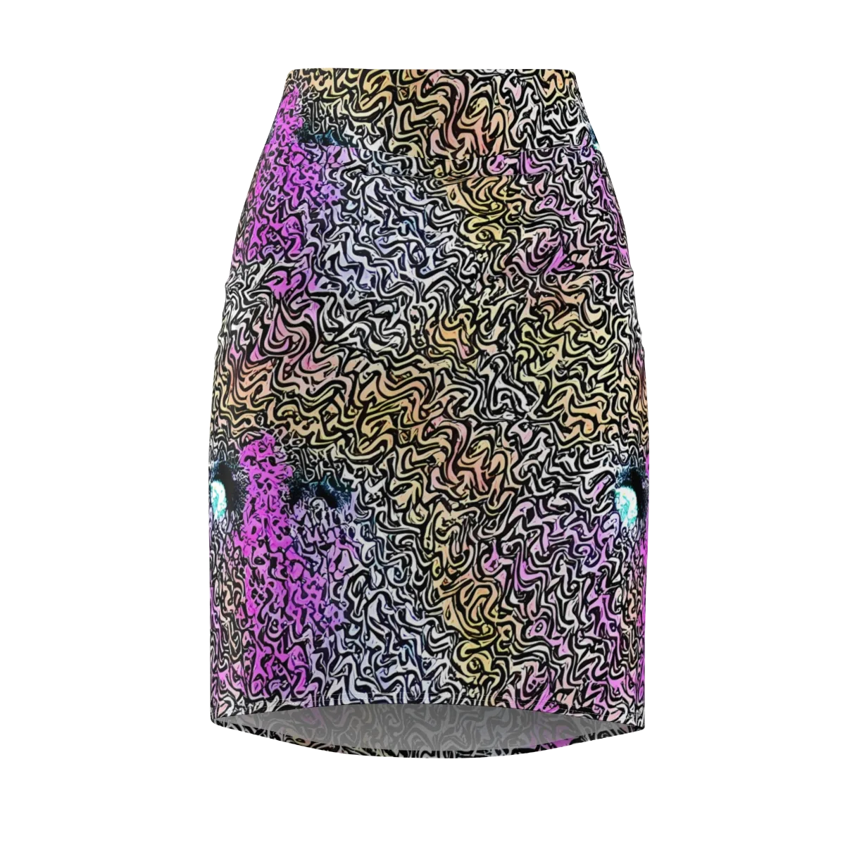 Neon Marbled Muse on Pencil Skirt — Front