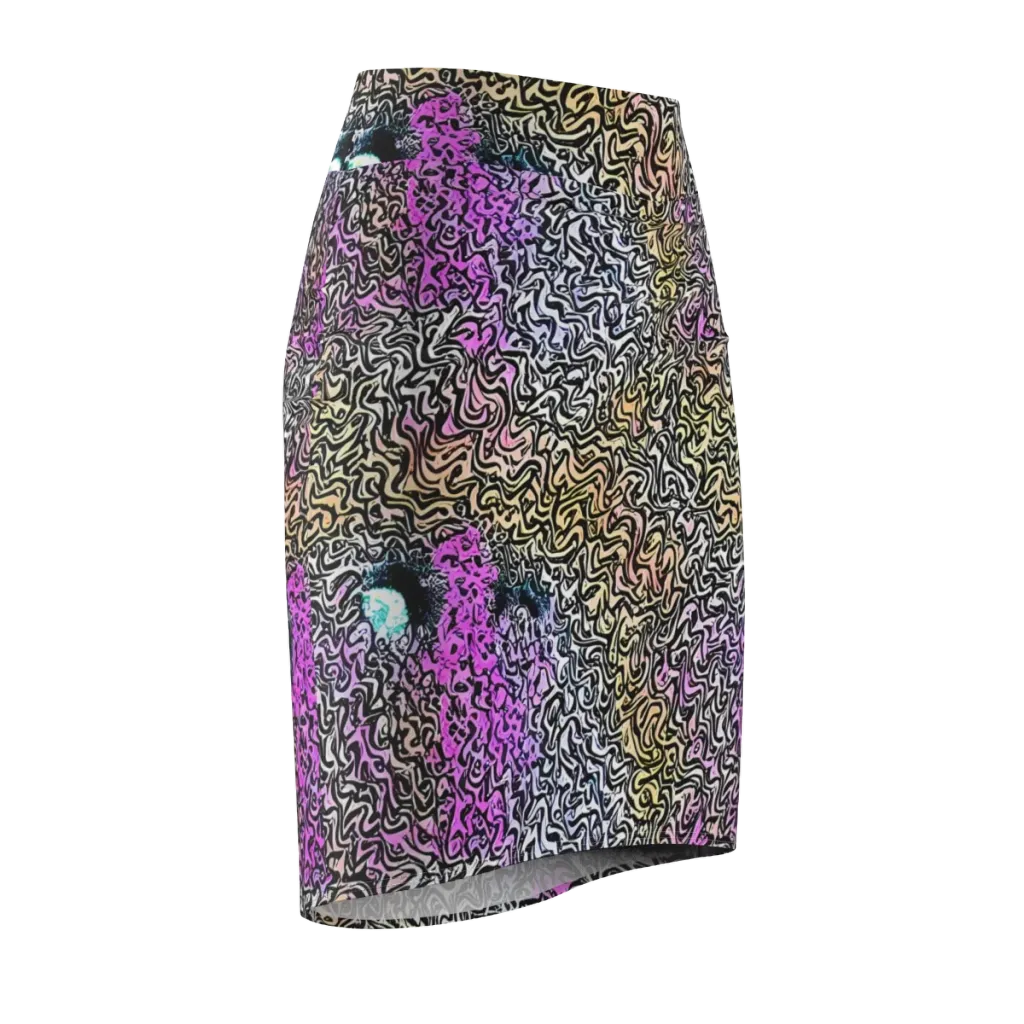 Neon Marbled Muse on Pencil Skirt — Front Side