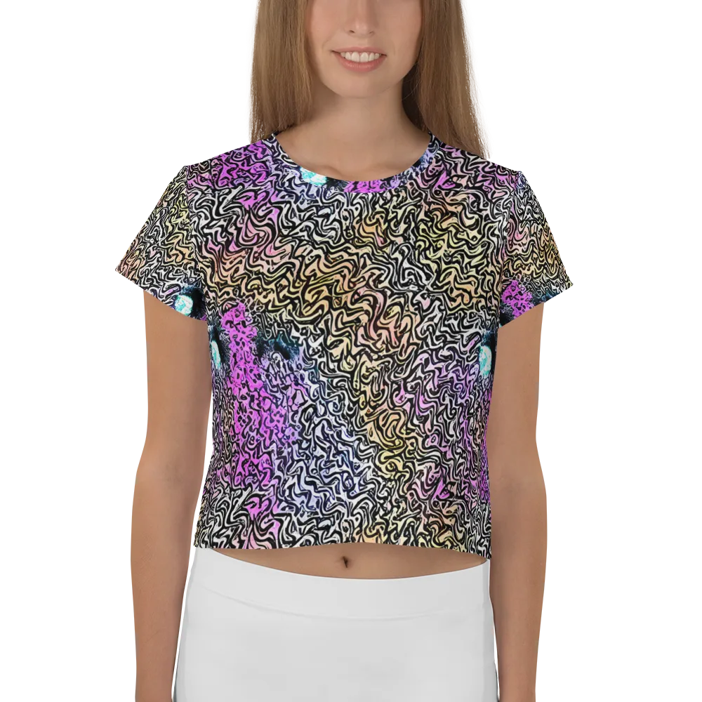 Neon Marbled Muse on Crop Tee — Front