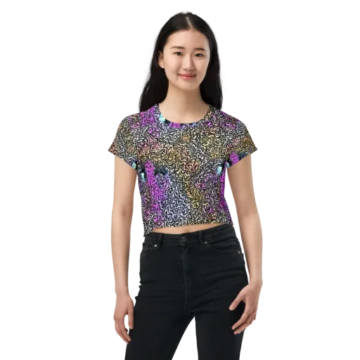 Neon Marbled Muse on a Crop Tee