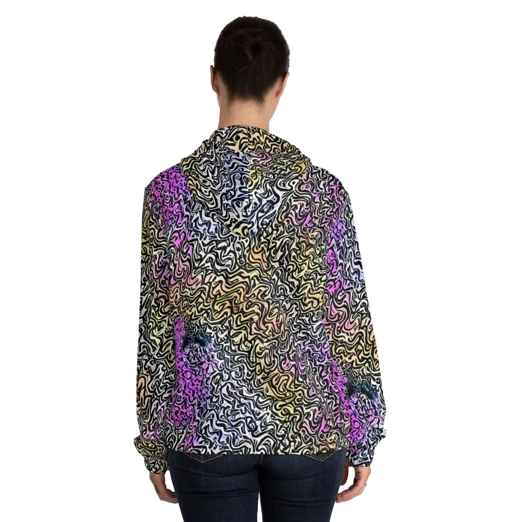 Neon Marbled Muse on Women's Full-Zip Hoodie — Back On Person