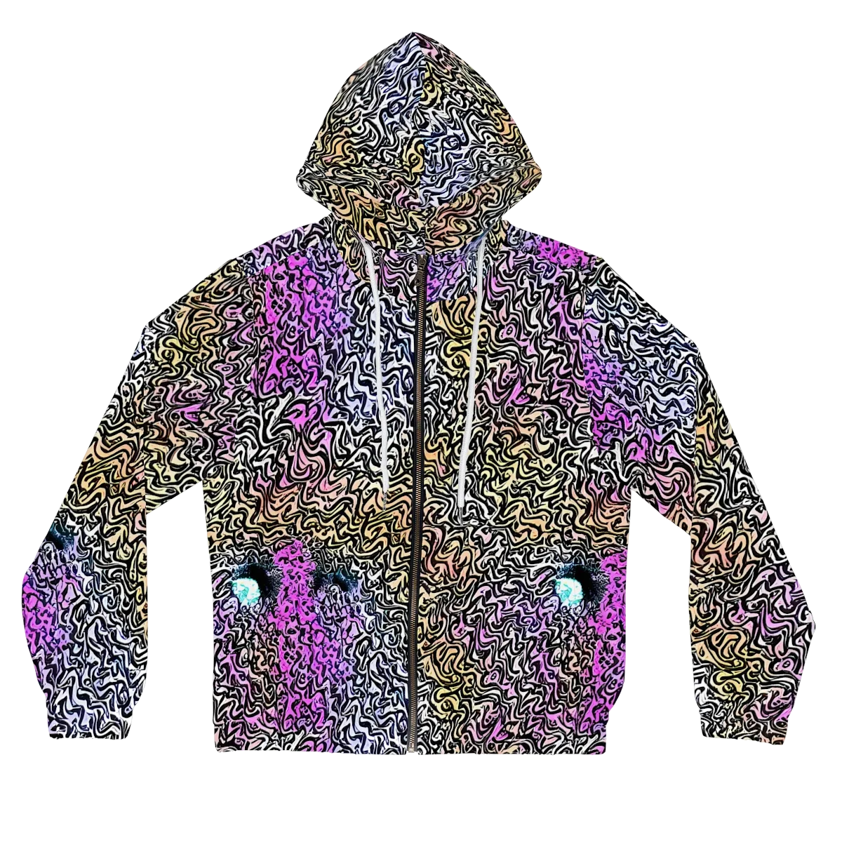 Neon Marbled Muse on Women's Full-Zip Hoodie — Front