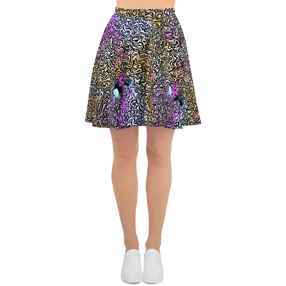 Neon Marbled Muse on Skater Skirt — Front