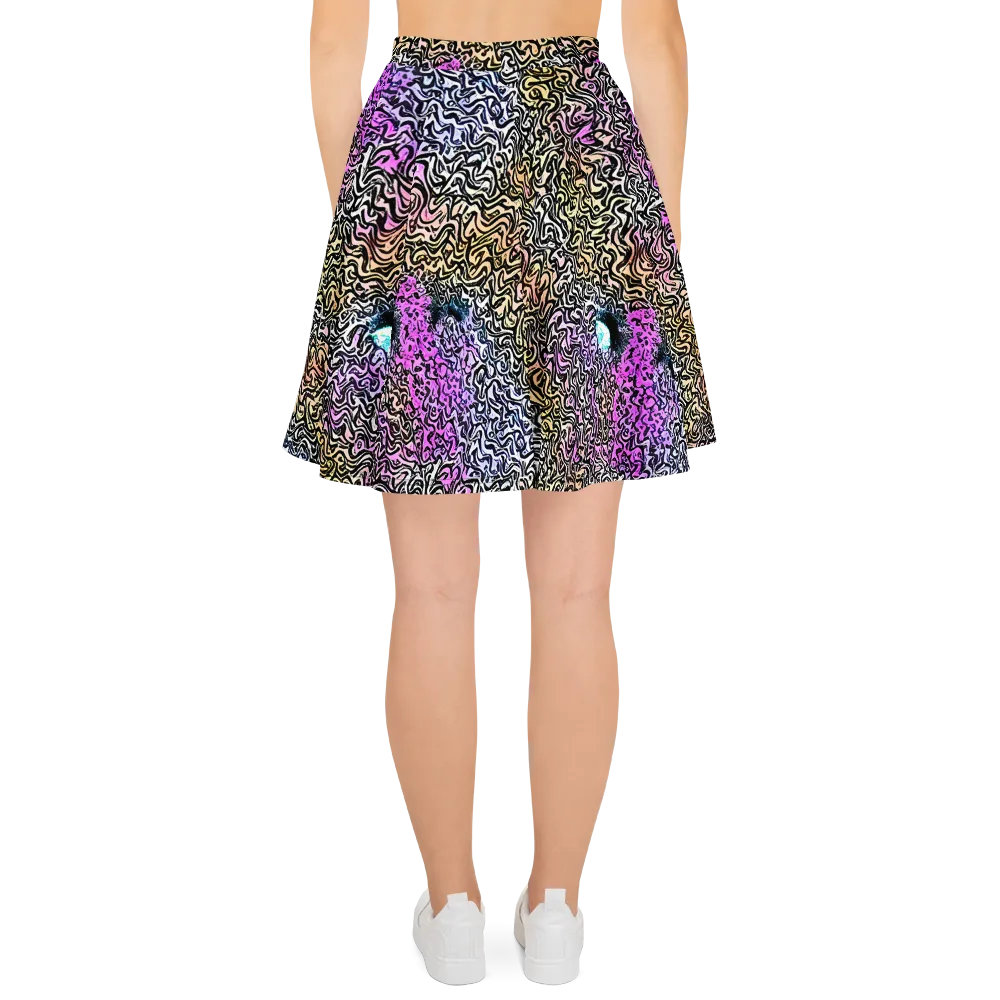 Neon Marbled Muse on Skater Skirt — Back