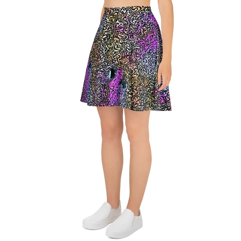 Neon Marbled Muse on Skater Skirt — Left