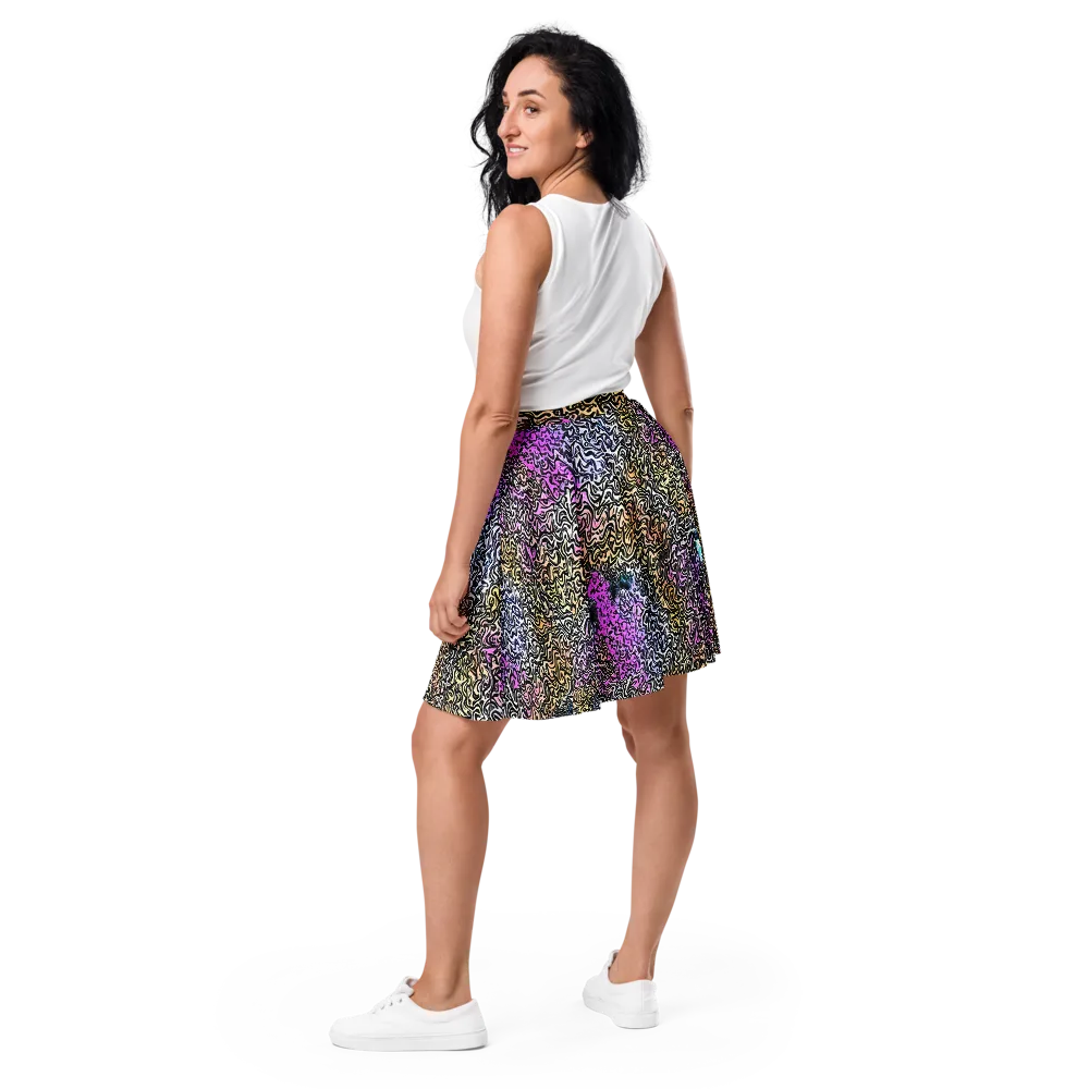 Neon Marbled Muse on Skater Skirt — Back