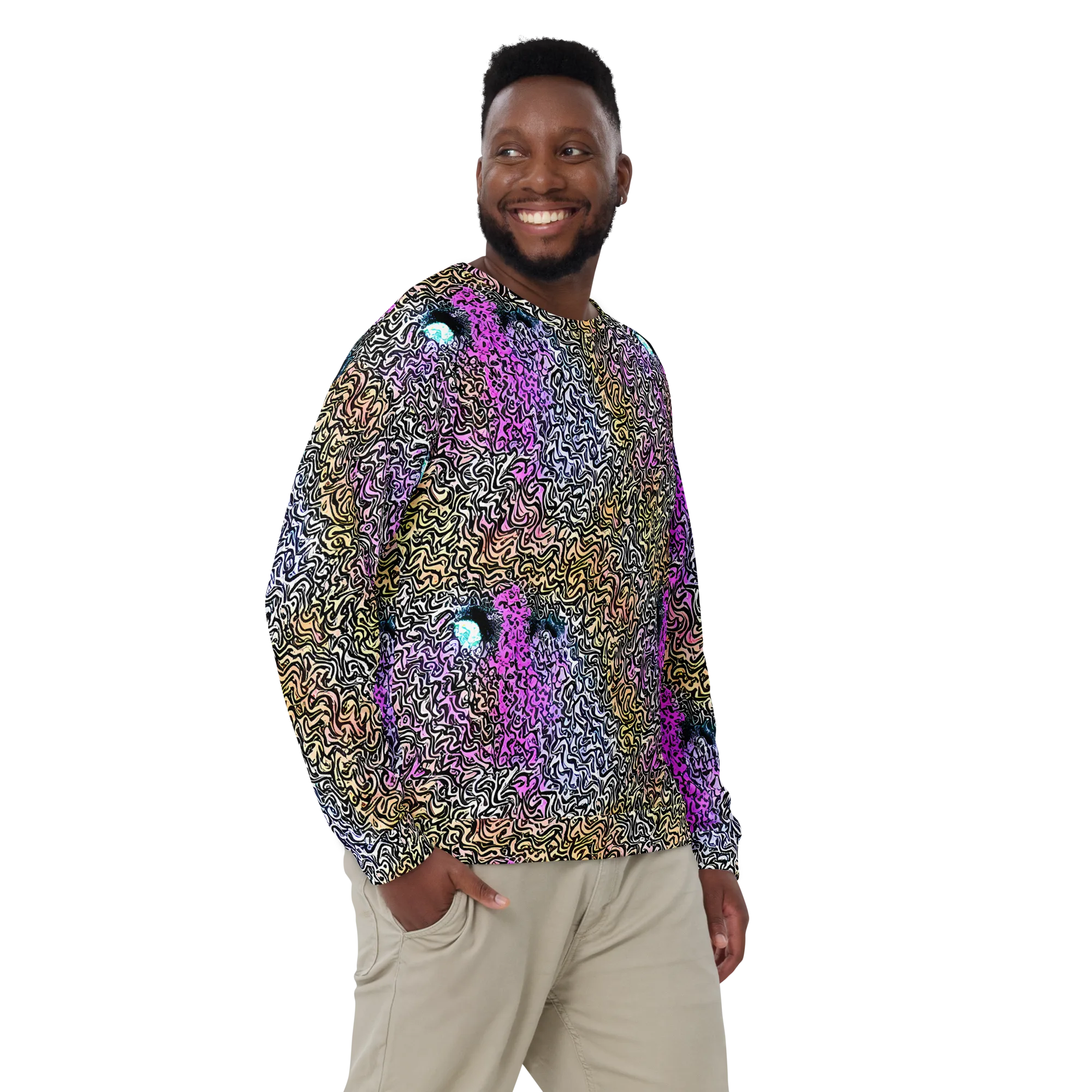 Neon Marbled Muse on Sweatshirt — Front