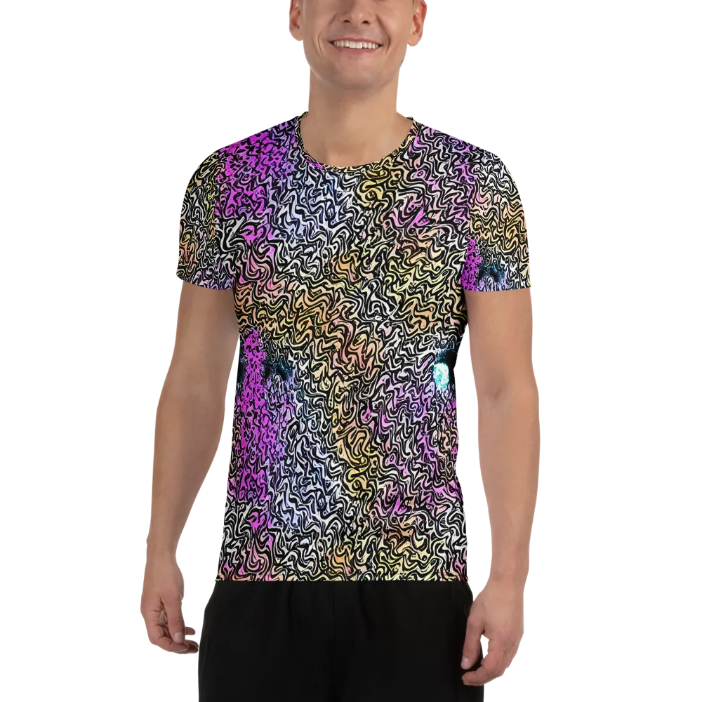 Neon Marbled Muse on Men's Athletic T-Shirt — Front
