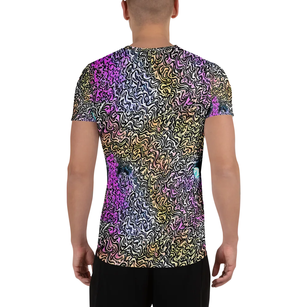 Neon Marbled Muse on Men's Athletic T-Shirt — Back
