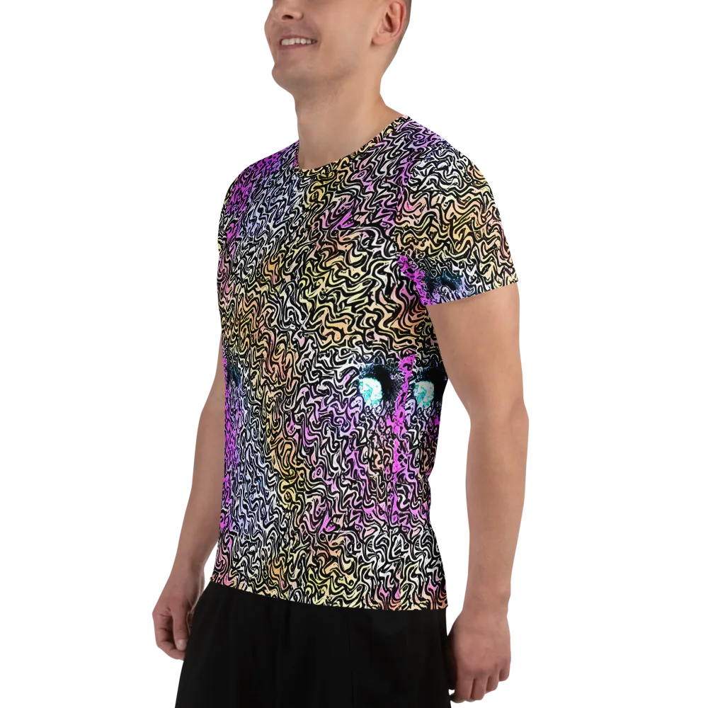 Neon Marbled Muse on Men's Athletic T-Shirt — Left