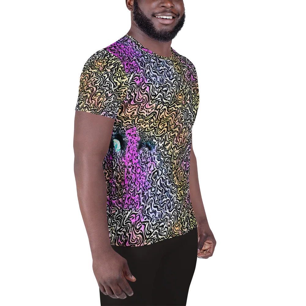 Neon Marbled Muse on Men's Athletic T-Shirt — Right