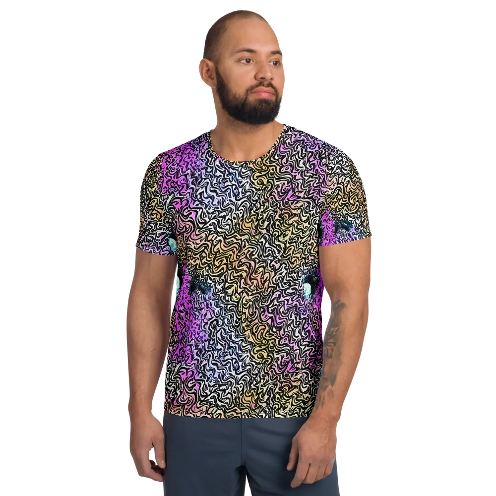 Neon Marbled Muse on Men's Athletic T-Shirt — Front