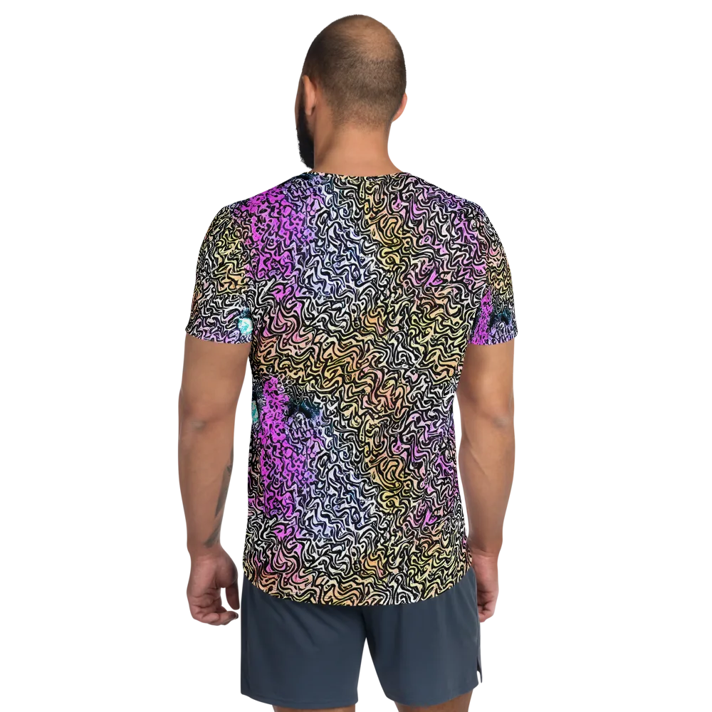 Neon Marbled Muse on Men's Athletic T-Shirt — Back