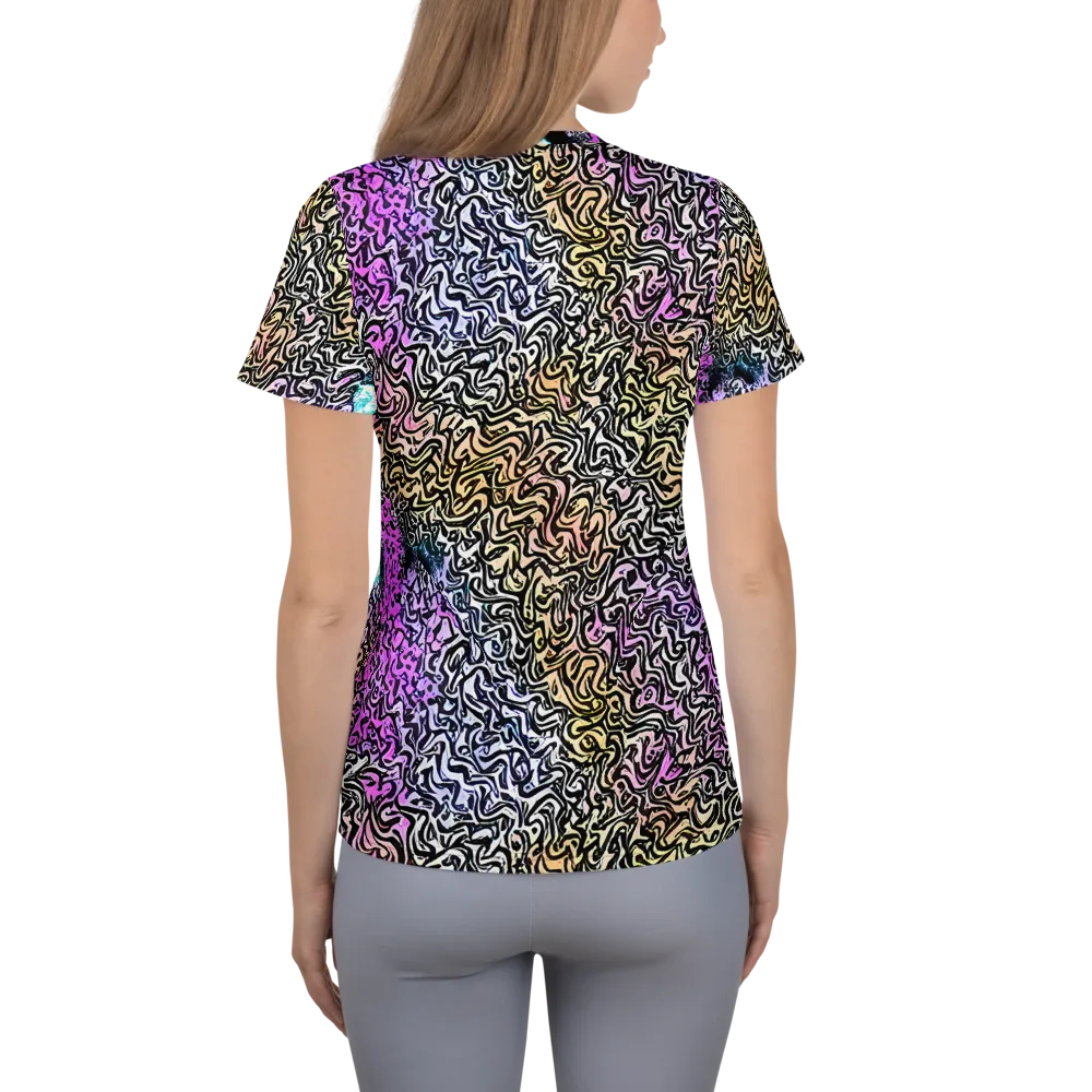 Neon Marbled Muse on Women's Athletic T-Shirt — Back