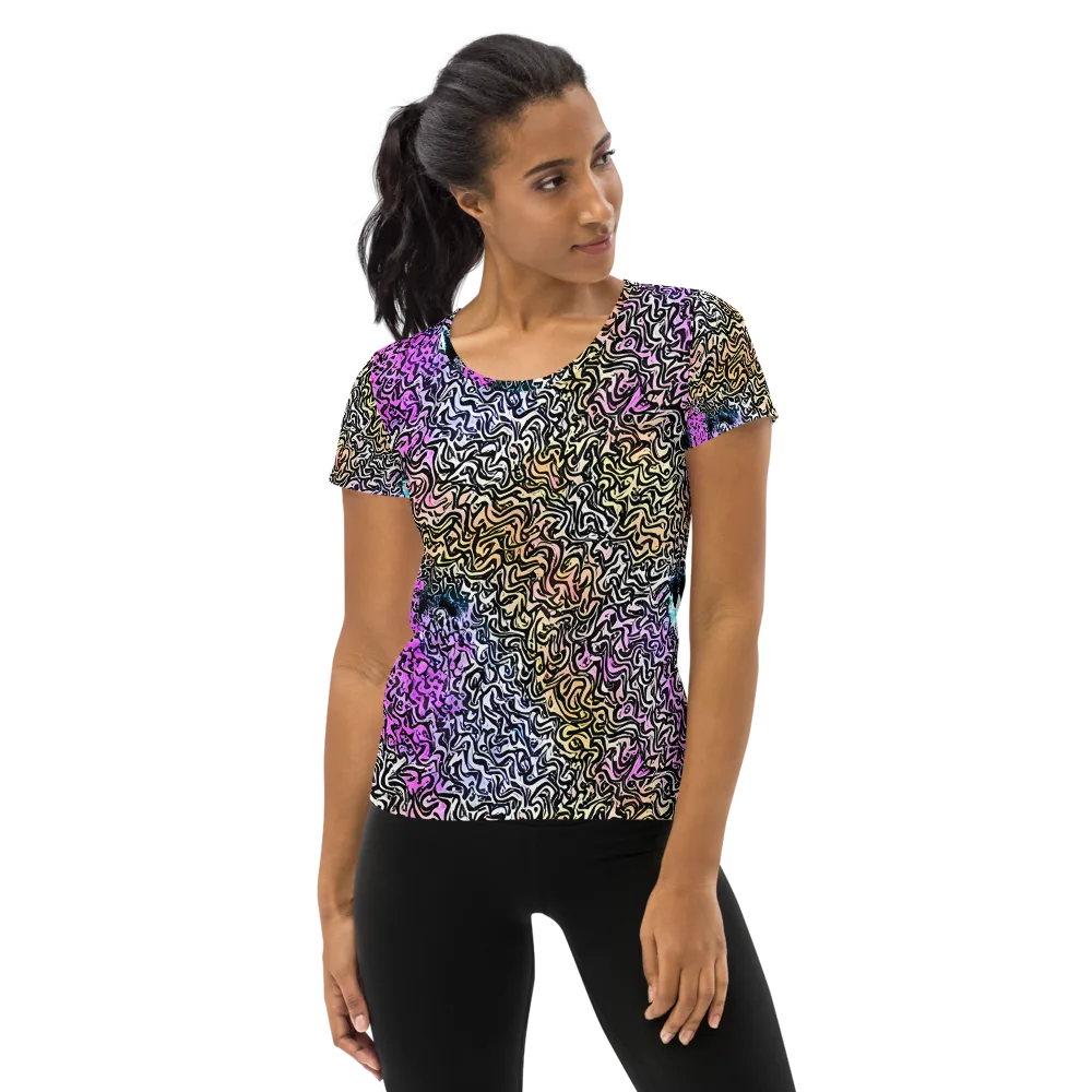 Neon Marbled Muse on Women's Athletic T-Shirt — Front