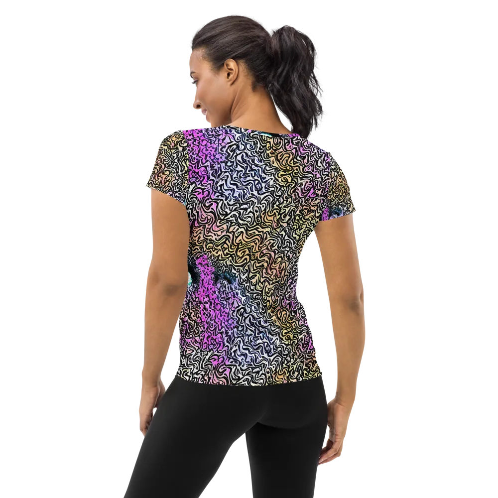 Neon Marbled Muse on Women's Athletic T-Shirt — Back