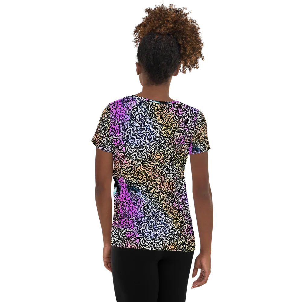 Neon Marbled Muse on Women's Athletic T-Shirt — Back