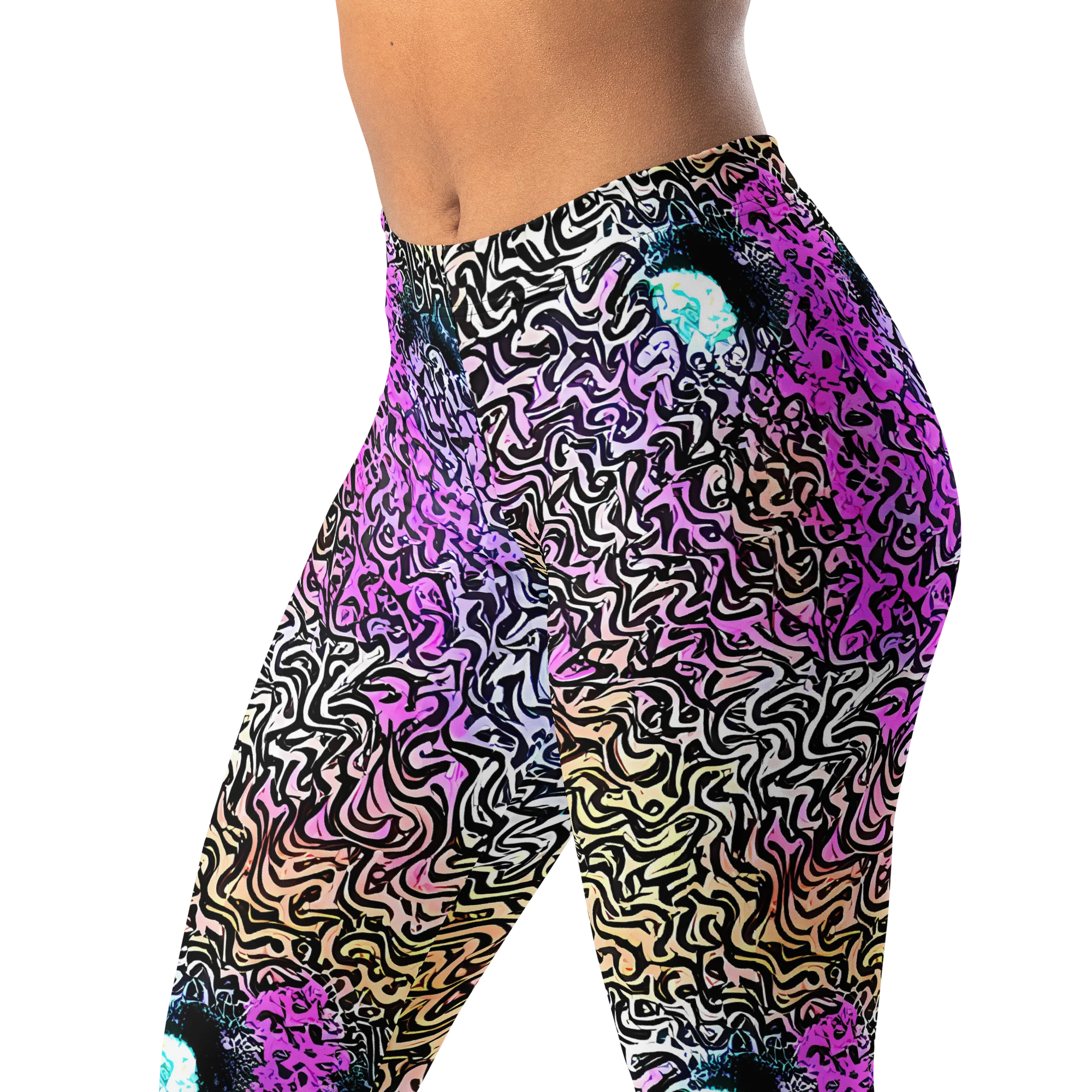 Neon Marbled Muse on Leggings — Left Front