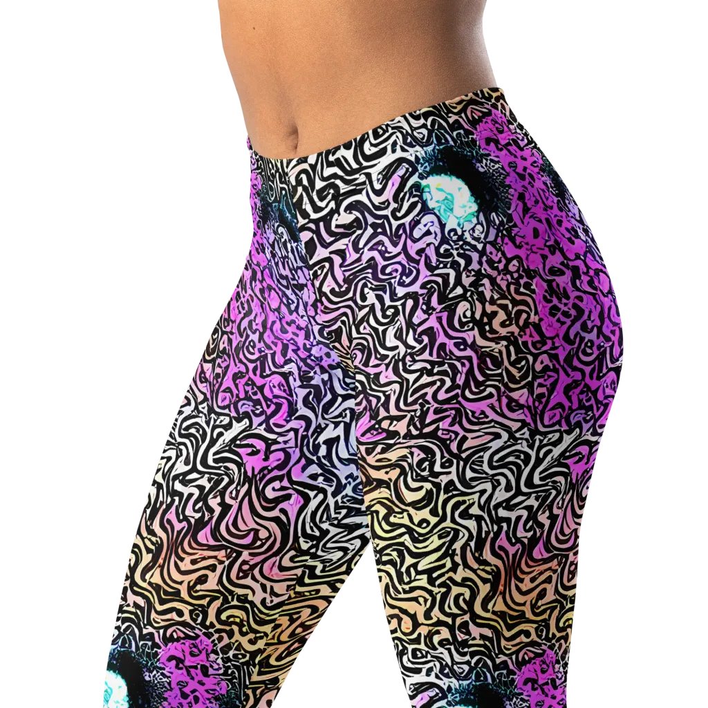 Neon Marbled Muse on Leggings — Left Front