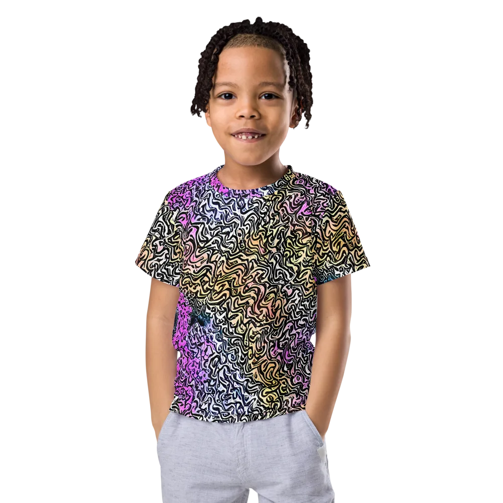 Neon Marbled Muse on Kids Crew Neck T-Shirt — Front