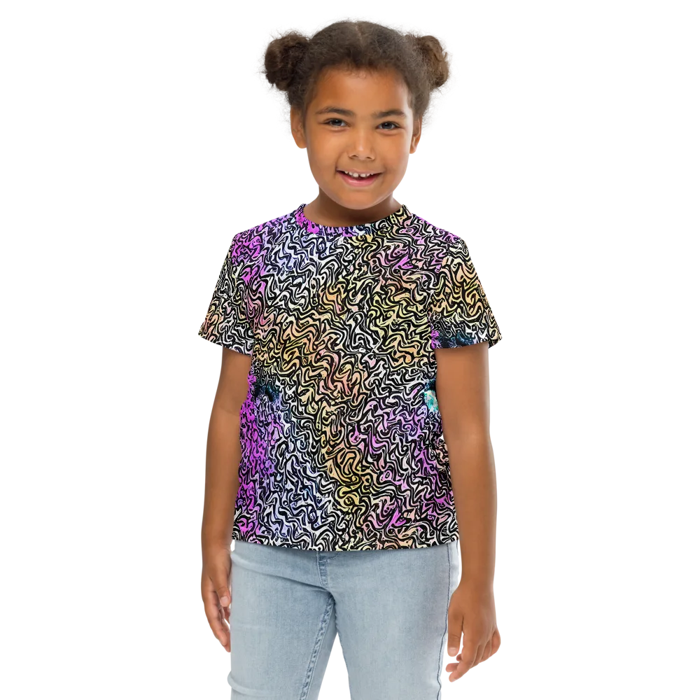 Neon Marbled Muse on Kids Crew Neck T-Shirt — Front