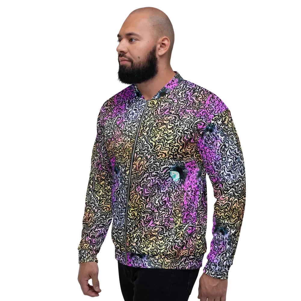 Neon Marbled Muse on Bomber Jacket — Left