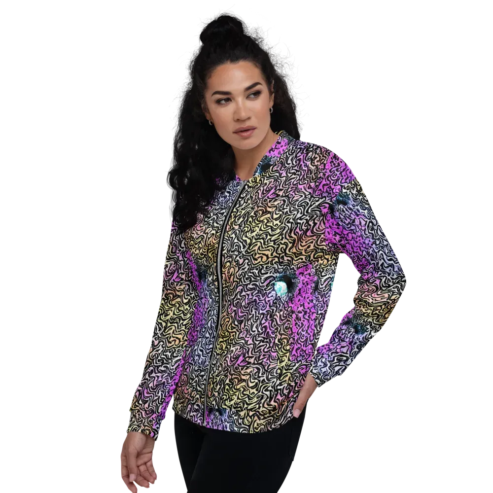 Neon Marbled Muse on Bomber Jacket — Left