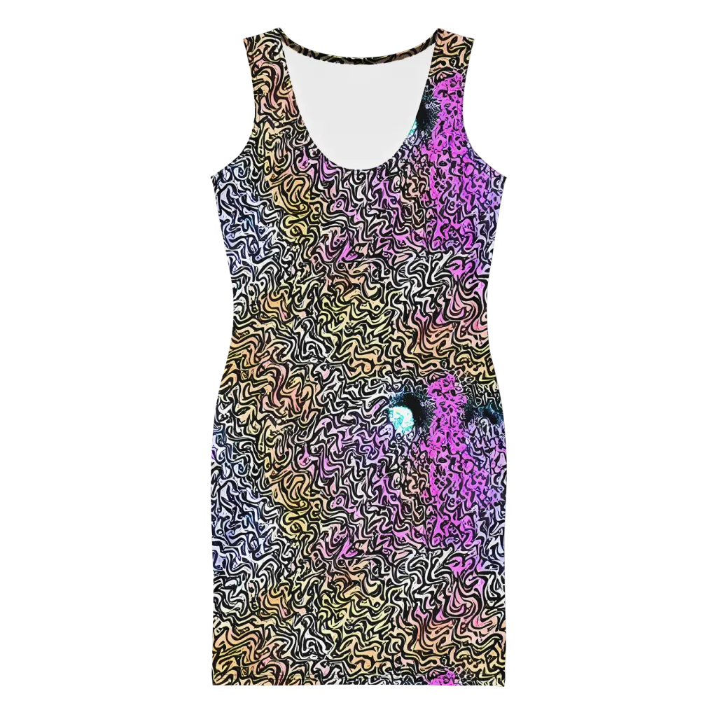 Neon Marbled Muse on Bodycon Dress — Front