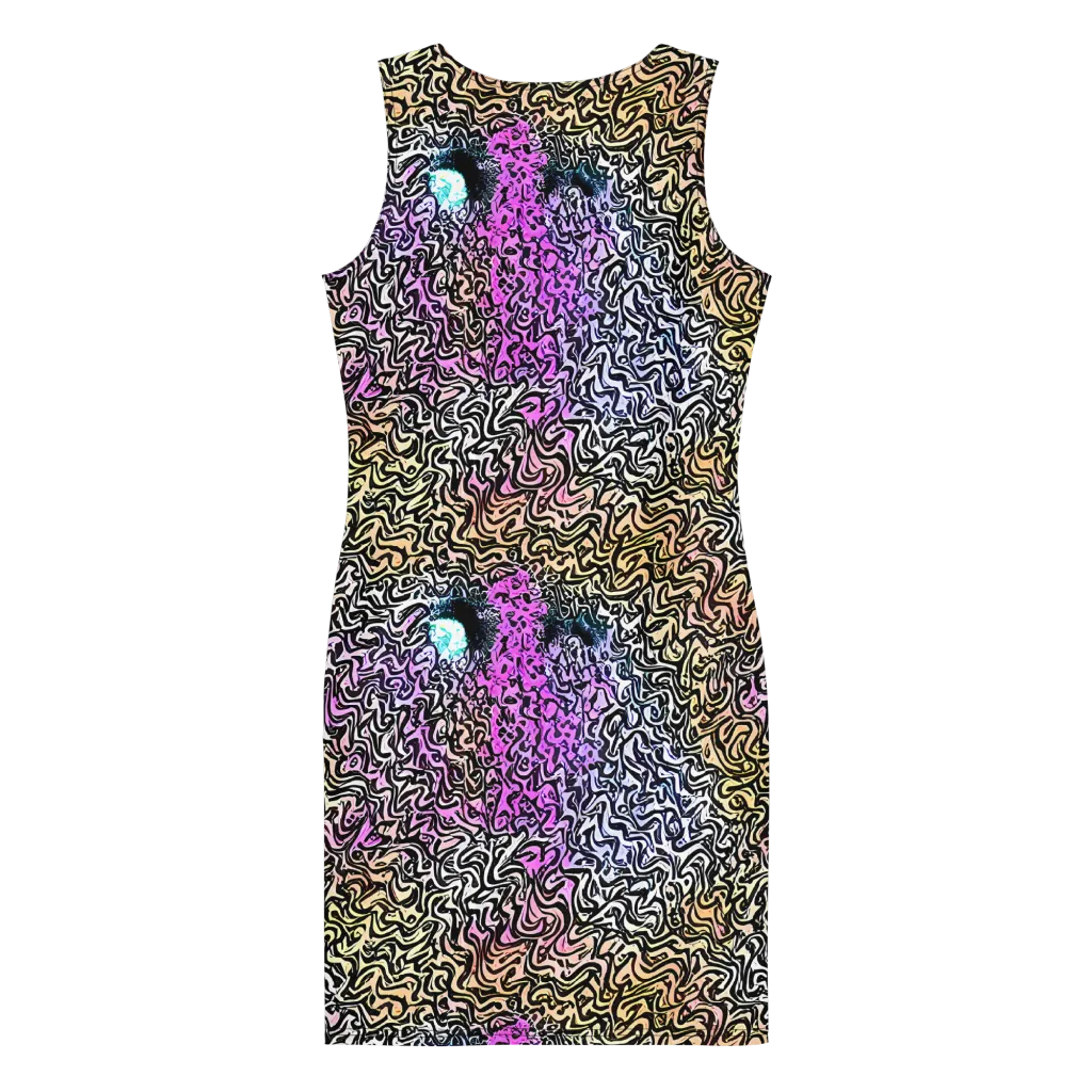 Neon Marbled Muse on Bodycon Dress — Back