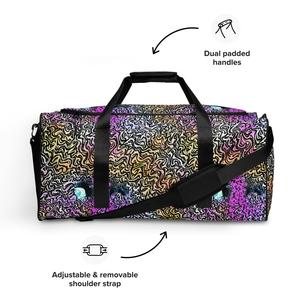 Neon Marbled Muse on Duffle Bag — Front