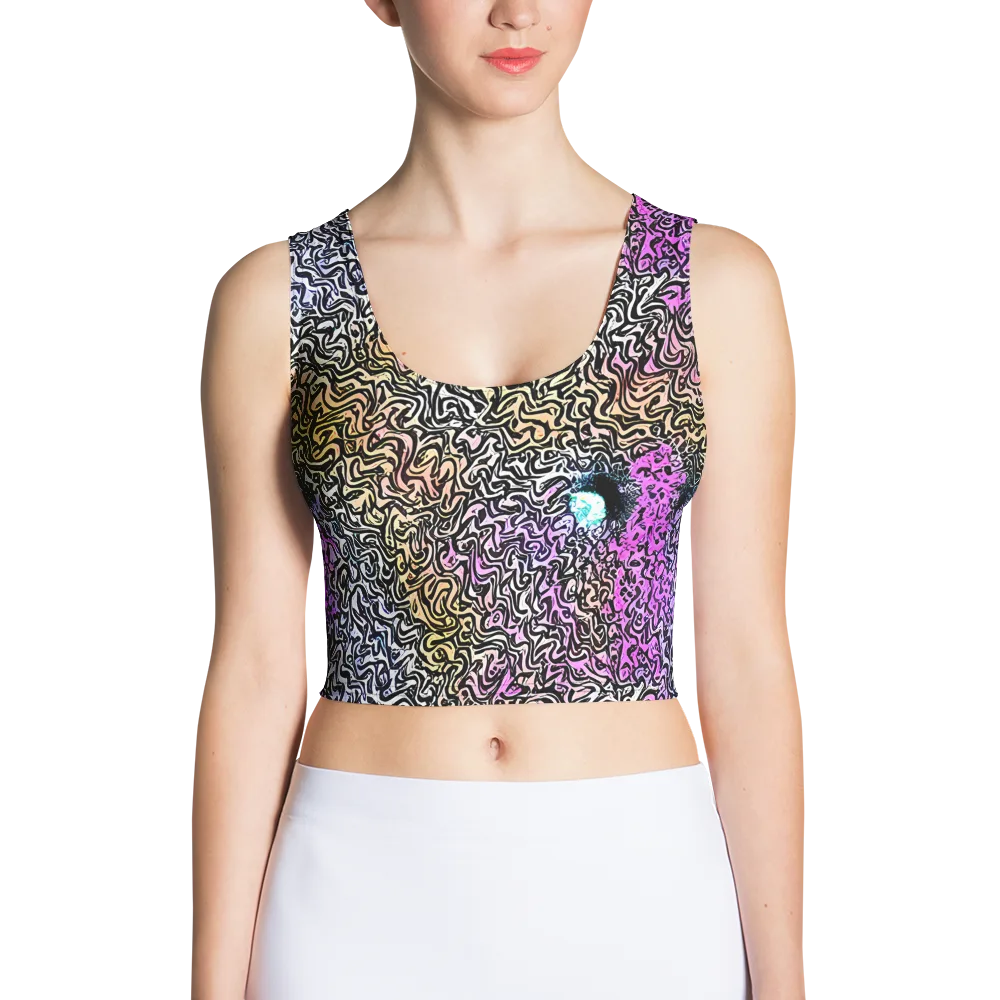 Neon Marbled Muse on Crop Top — Front