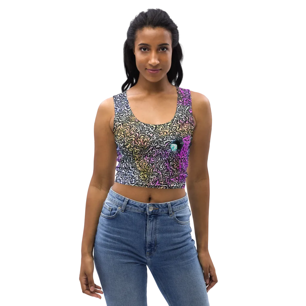 Neon Marbled Muse on Crop Top — Front
