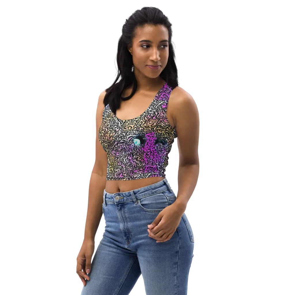 Neon Marbled Muse on Crop Top — Left Front