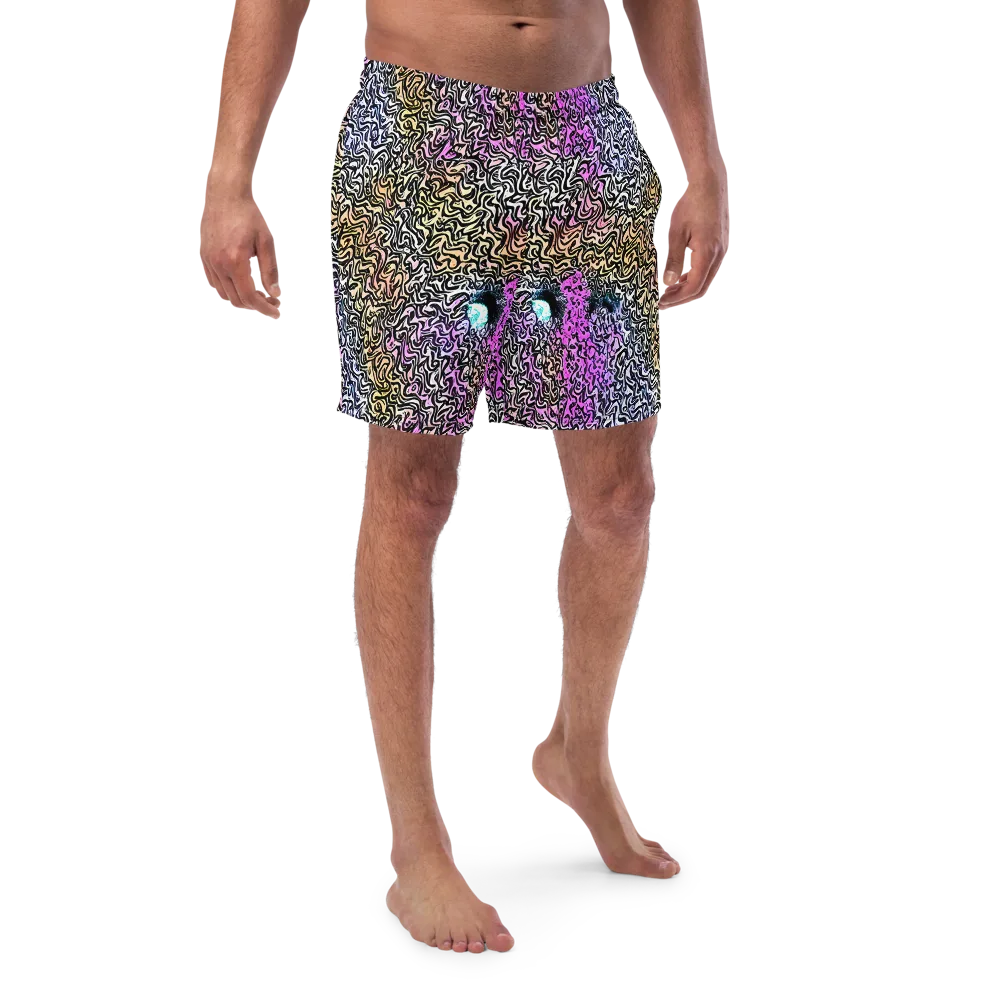 Neon Marbled Muse on Swim Trunks — Front