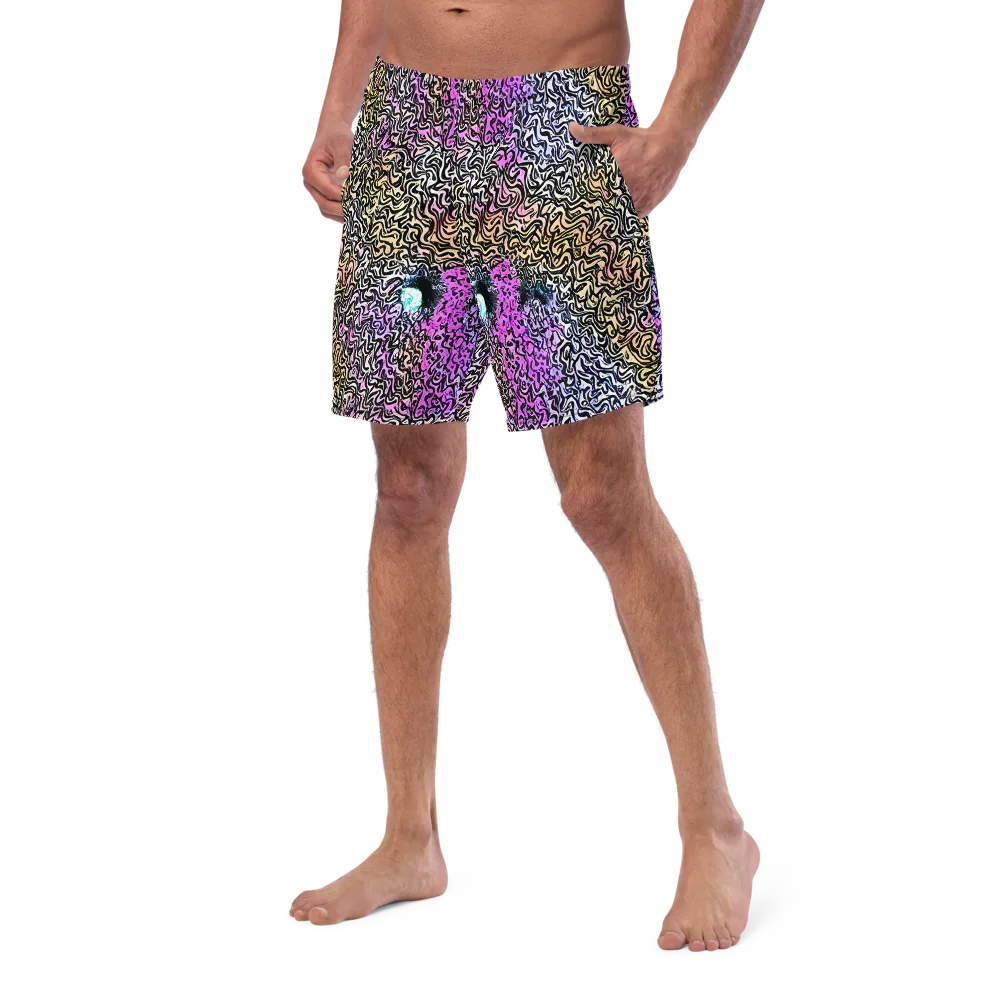 Neon Marbled Muse on Swim Trunks — Left Front