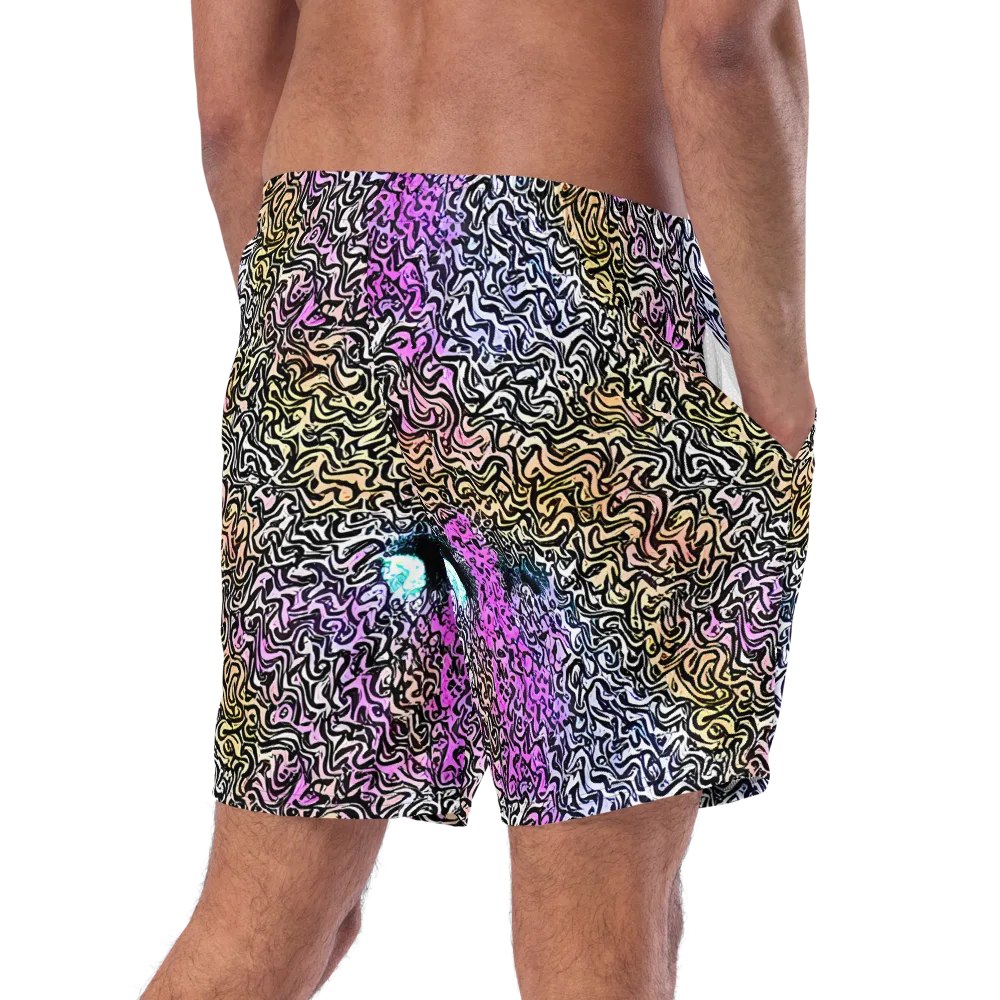Neon Marbled Muse on Swim Trunks — Right Back