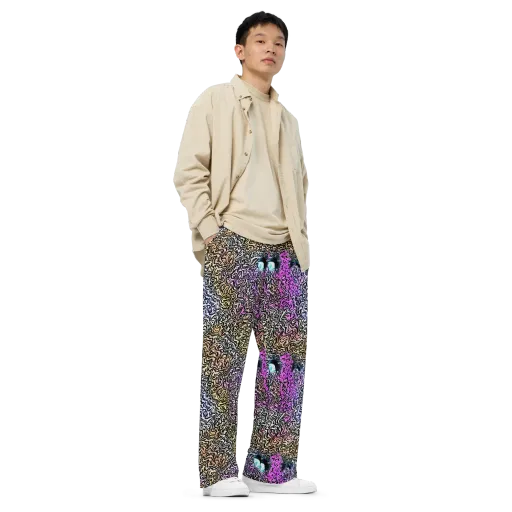 Neon Marbled Muse on a Wide-Leg Pants