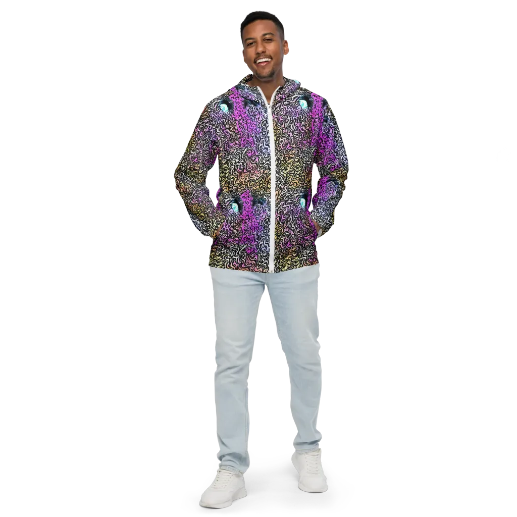 Neon Marbled Muse on Men's Windbreaker — Front