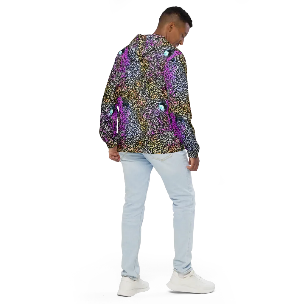 Neon Marbled Muse on Men's Windbreaker — Back