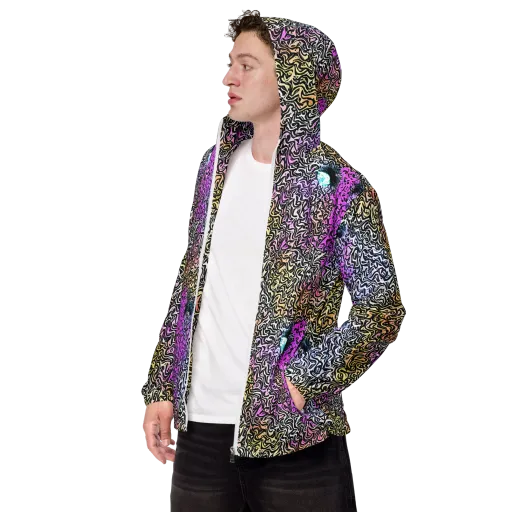 Neon Marbled Muse on a Men's Windbreaker