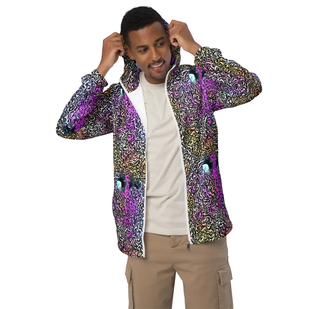Neon Marbled Muse on Men's Windbreaker — Front