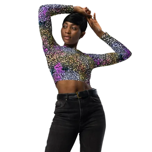 Neon Marbled Muse on a Long Sleeve Crop Top