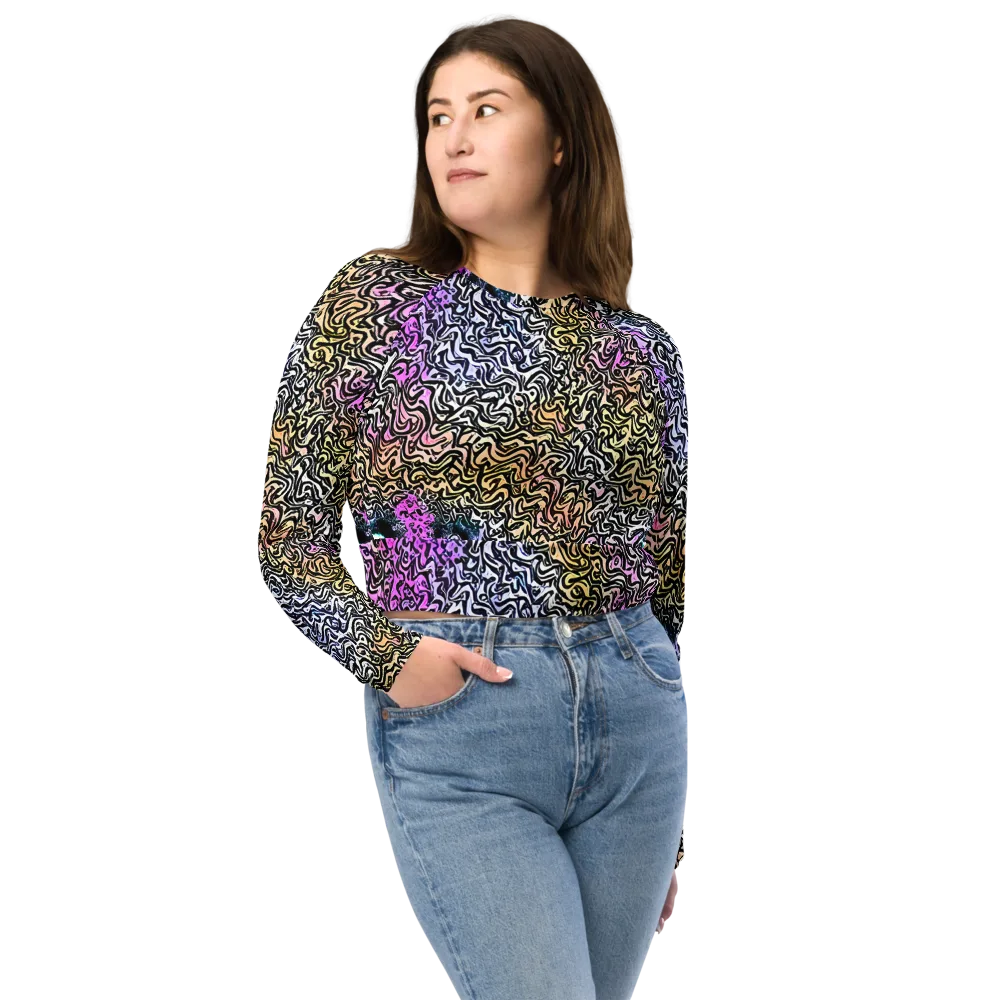 Neon Marbled Muse on Long Sleeve Crop Top — Front