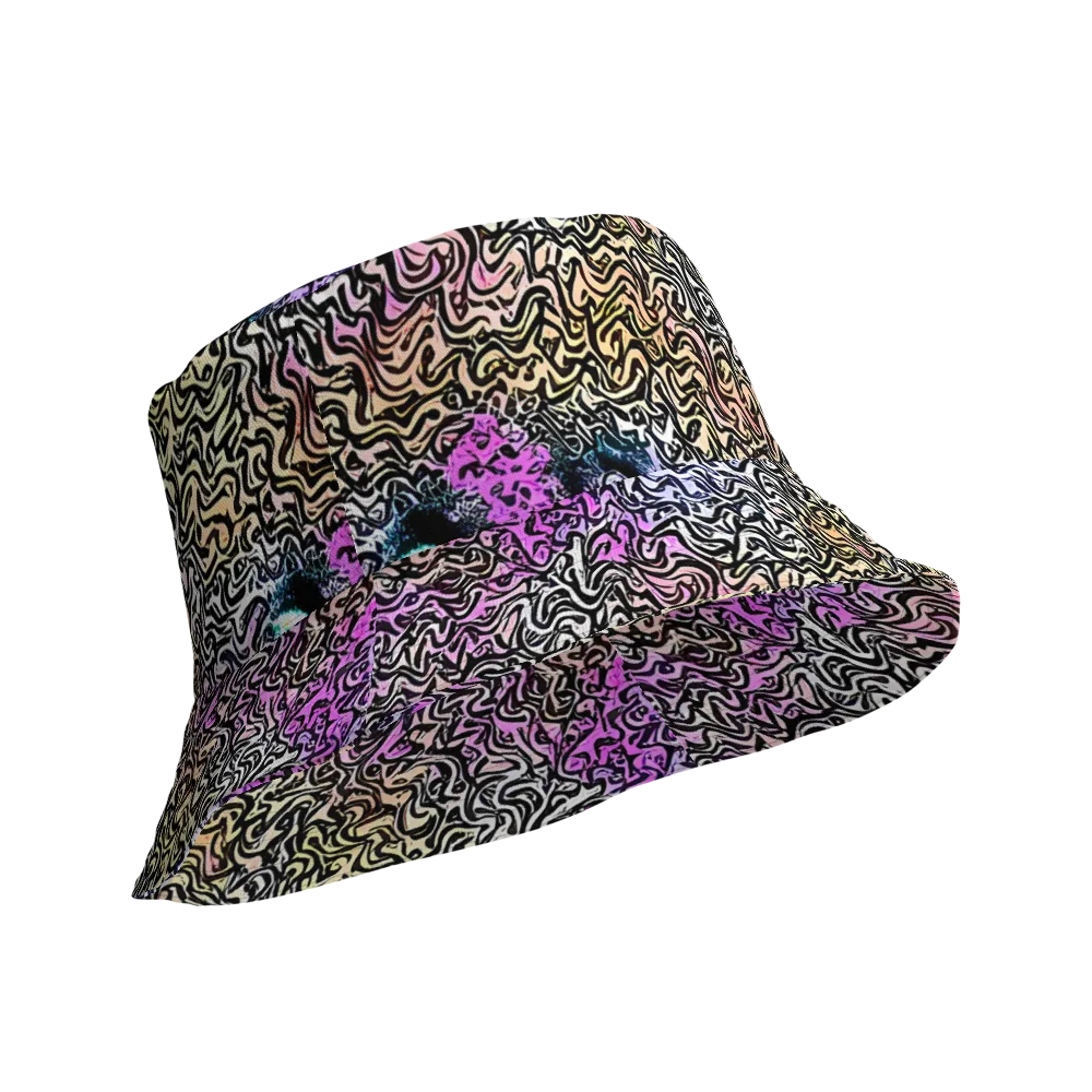 Neon Marbled Muse on Reversible Bucket Hat — Product details Outside