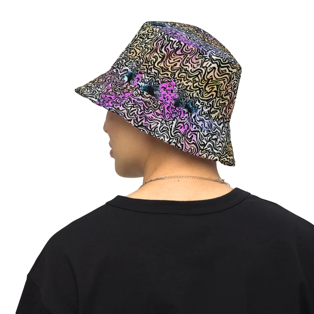 Neon Marbled Muse on Reversible Bucket Hat — Back Inside